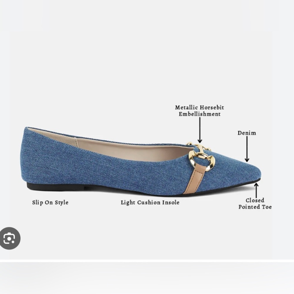London Rag Cressida Women's Denim Horsebit Ballet Flats size 9 - Picture 2 of 6